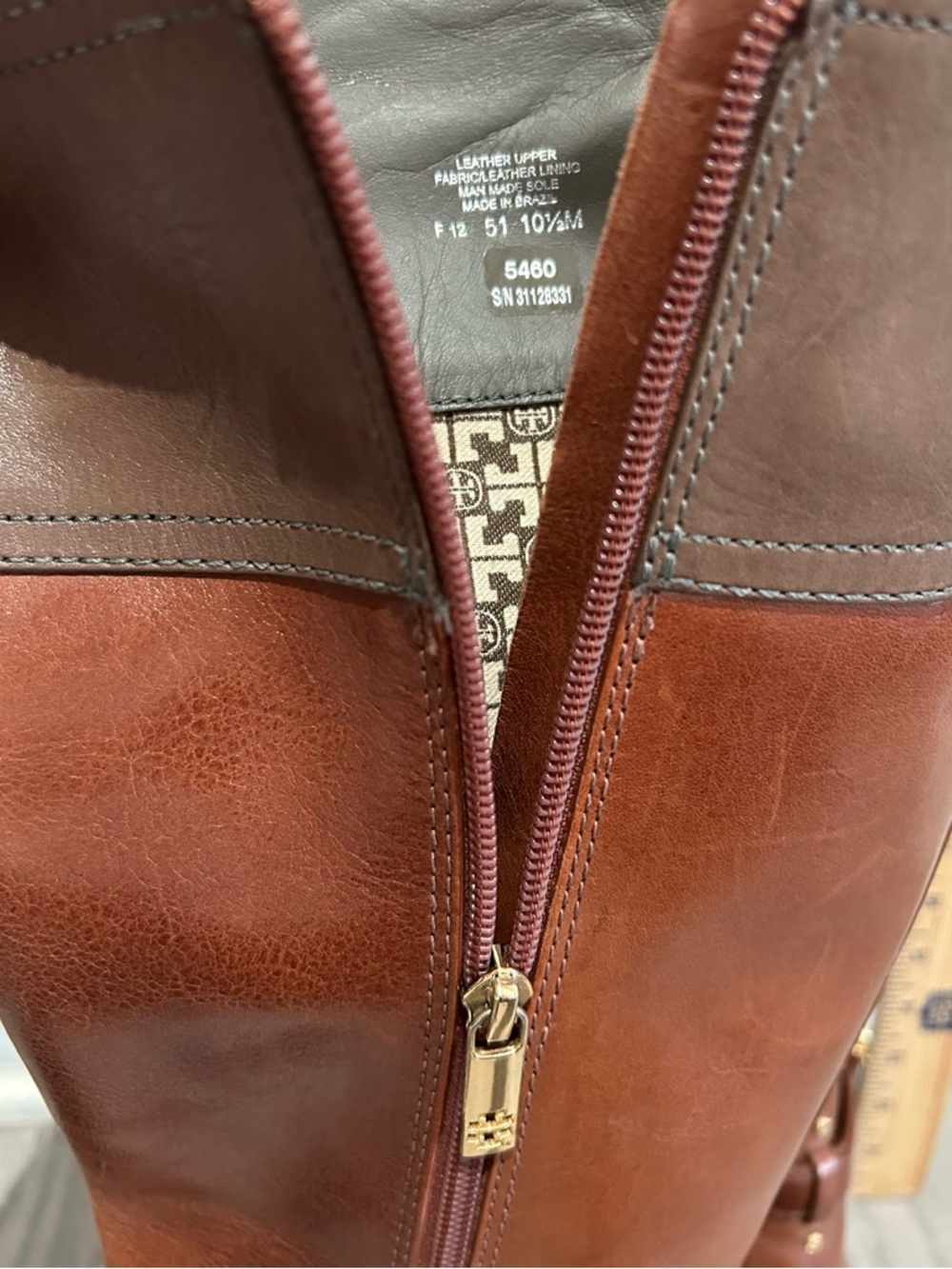 Tory Burch Women's Tall Leather Riding Boots - Brown 10.5 - Picture 4 of 4